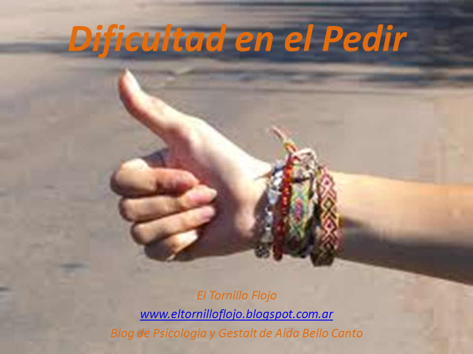 Dificultad en el pedir, Pedir, Miedo, Enojo, actitud positiva, Autoestima, El tornillo flojo, Aida Bello Canto, Gestalt